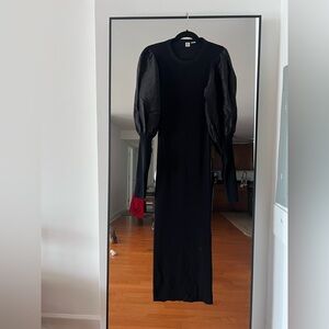 Toteme black long dress long ballon sleeves size M